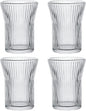 Stripes Glass Coffee Mug | 4-Pack 301-400ml | No Sleeve, Durable Heat-Resistant by Boxonly