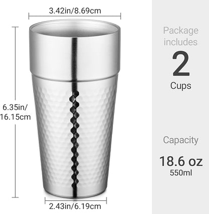 Beasea Stainless Steel Cups 19 oz, 2 Pack Large 18.6oz 550ml Stainless Steel - Image 2