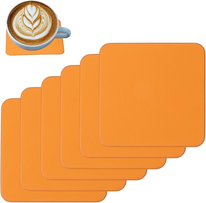 uxcell 6 Pcs Faux Leather Coasters, 3.9 x 3.9 Square Coasters by uxcell