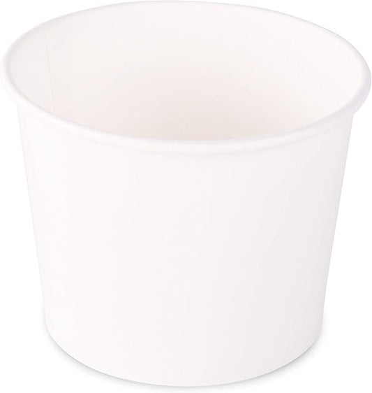GSM Brands Paper Ice Cream Cups - 100-Count - 12 oz Disposable Dessert Bowls for Hot or Cold Food, 12-Ounce Party Supplies Treat Cups for Sundae, Frozen Yogurt, Soup, White