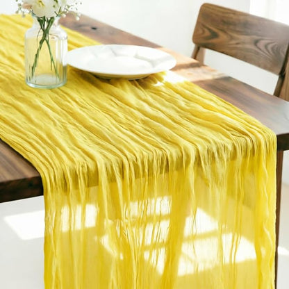 Yellow Cheesecloth Table Runner 160 Inches 14 Ft Gauze Table Runner | Summer by LINXTAR