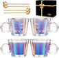 11oz Iridescent Floral Glass Coffee Mugs Set of 4 by ANBFF
