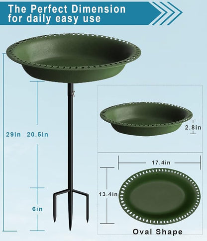 Koutemie Bird Bath for Outside 1-¼ Gallon Detachable, Deep Green, 29 Inch | - Image 2