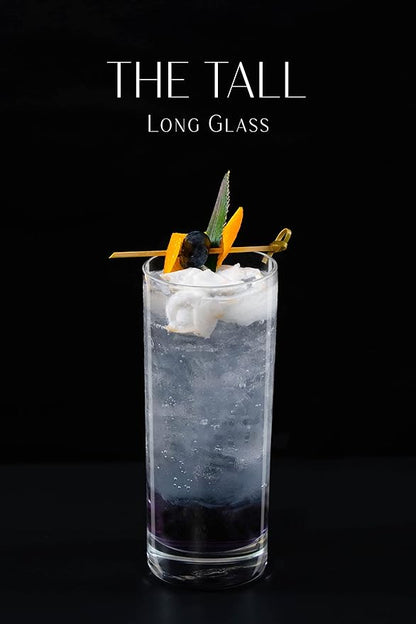 LEMONSODA Premium Highball Glass Set - Elegant Tom Collins 15oz Glasses Set of 6 Tall Drinking Water Glasses - Bar Glassware for Cocktail, Mojito, Whiskey (Set of 6)