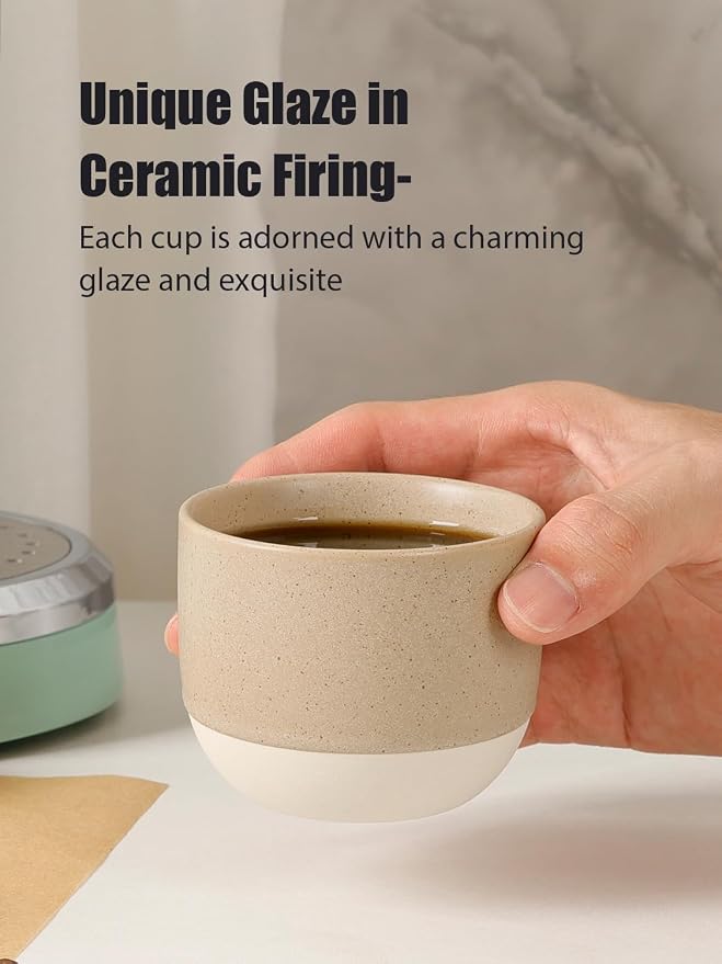 INGOFIN Ceramic Espresso Cup Set of 4-4.2 oz Espresso Cup - Image 6