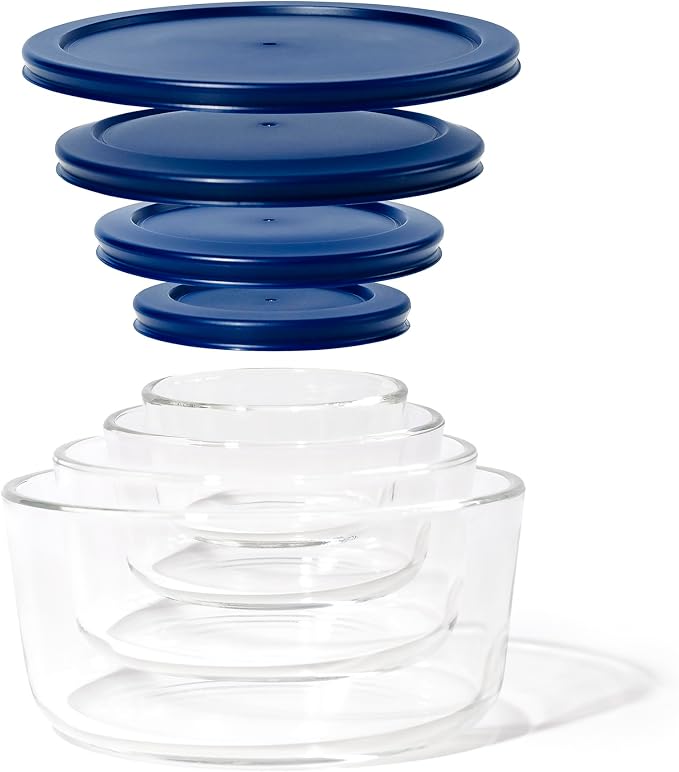 8-Piece Glass Food Storage Containers Set | Round, Microwave & Dishwasher Safe - Image 5