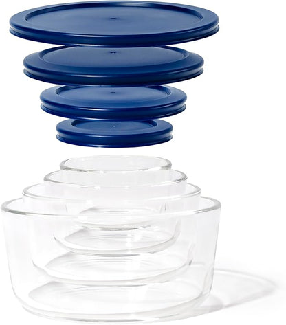8-Piece Glass Food Storage Containers Set | Round, Microwave & Dishwasher Safe - Image 5