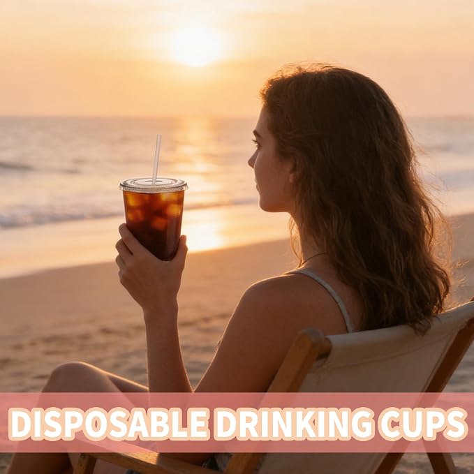 Alaeseje 50 Pack 18 oz Clear Plastic Iced Coffee Cups - Image 7