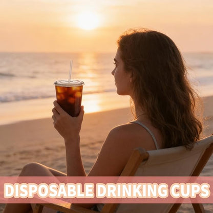 Alaeseje 50 Pack 18 oz Clear Plastic Iced Coffee Cups - Image 7