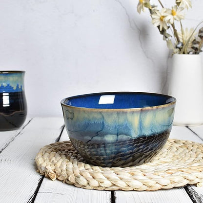 Stoneware Cereal Bowls Set of 4, 26 Oz, Dishwasher and Microwave Safe, Reactive - Image 4