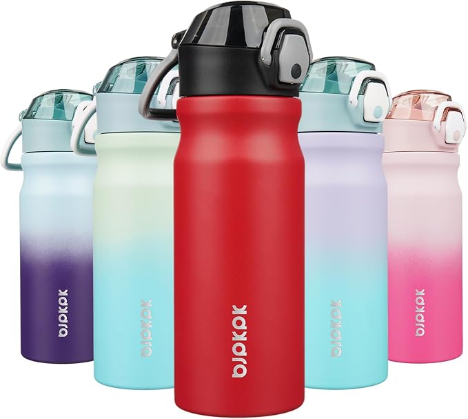 BJPKPK 18 oz Water Bottle with Straw & Handle, Insulated Stainless Flask | Leak by BJPKPK