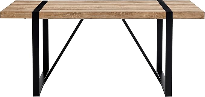 71'' Kitchen Table,Dinner Table for 6-8, Kitchen & Dining Room Tables,Wood Dining Table with Metal Legs for Living Room & Dining Room