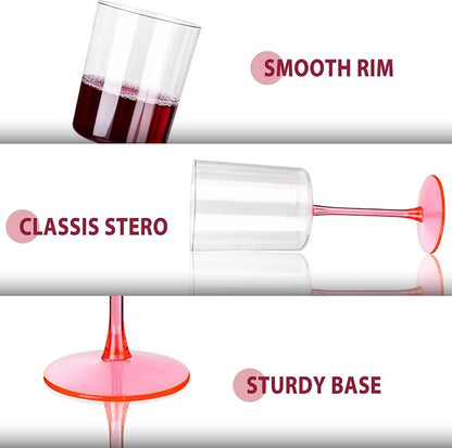Ciaell 12 Pack Pink Plastic Wine Glasses - Image 3