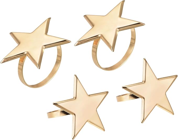 uxcell Metal Napkin Rings Set of 4, Star Napkin Ring Holder Buckle by uxcell