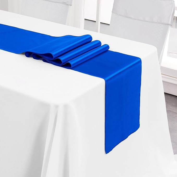 4-Pack Royal Blue Satin Table Runner 12 x 108 Inch Long Bright and Smooth Silk - Image 9
