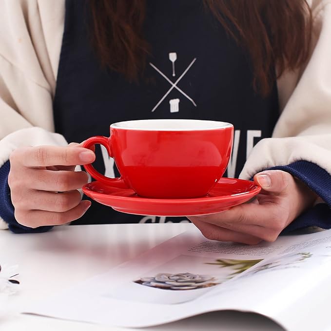 Coffeezone Manual Brew Coffee Cup and Saucer, Latte Art Cappuccino - Image 2
