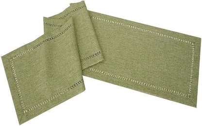 Grelucgo Handcrafted Solid Color Dining Table Runner, Double-Hemstitched - Image 2