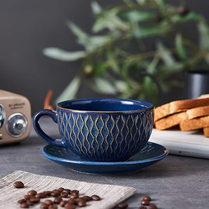 Coffeezone Vintage Design 12 oz Ceramic Latte Art Cappuccino Barista Cup - Image 4