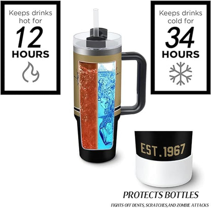 30 oz Tumbler with Handle and Straw,Car cup,Coffee Mug,100% Leakproof Insulated Tumbler with Lid and Straw,Made of Stainless Steel,Cup Holder Friendly Base,Classic Collection Gifts for Fans