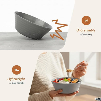 Wheat Straw Bowls 50 OZ, Reusable Unbreakable Large Cereal Bowls Soup Bowl Set - Image 3