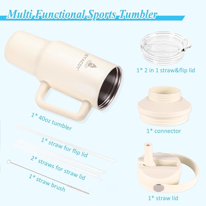 40 oz Tumbler with Handle and Straw or Convert to 40 oz Insulated Water Bottle - Image 7