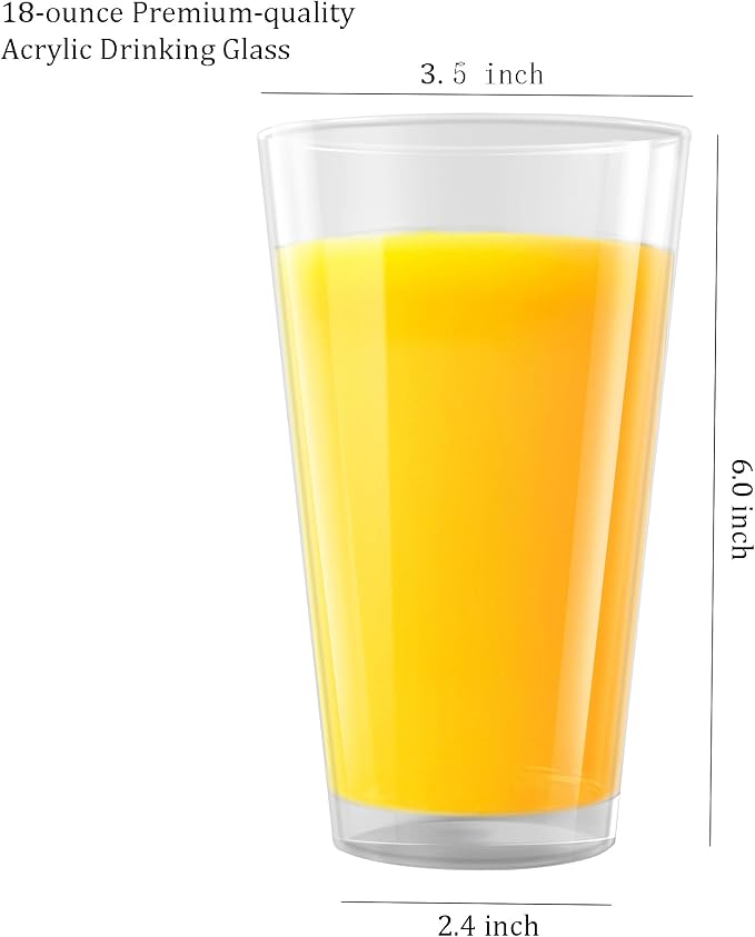 Clear Plastic Reusable Drinking Glasses set 6, 18oz Iced Tea Cups | BPA Free - Image 5