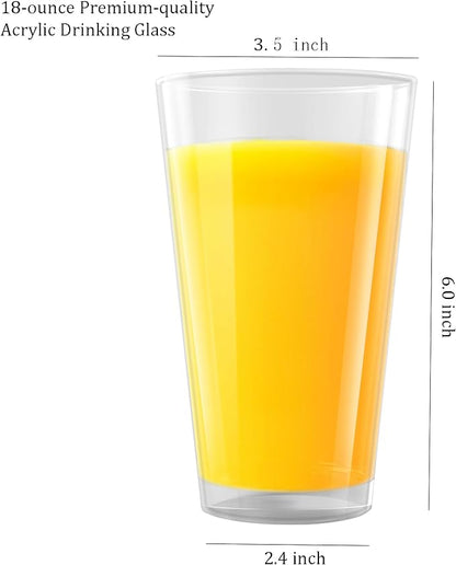 Clear Plastic Reusable Drinking Glasses set 6, 18oz Iced Tea Cups | BPA Free - Image 5