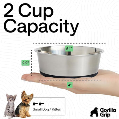 GORILLA GRIP Dog Bowls, Food Grade 304 Stainless Steel, Holds 2 US Cups Each - Image 4