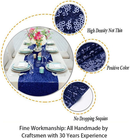 ShiDianYi 12''x72'' Navy Blue Sequin Table Runner - Image 3