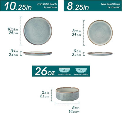 vancasso PLAYA Plates and Bowls Sets, 24 Pieces Light-Blue Dinnerware Sets - Image 2