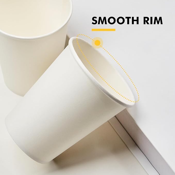 RACETOP 8 oz Disposable Coffee Cups 500 pack, Hot Coffee Cups | Hot/Cold Drinks - Image 4