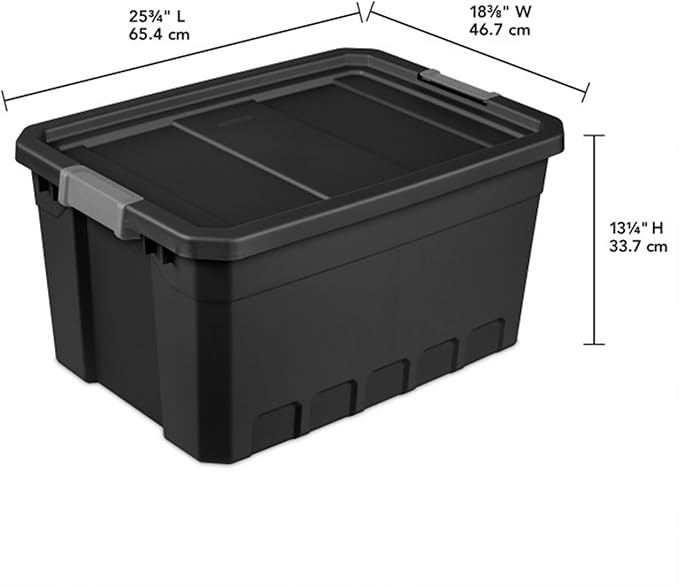 Sterilite 24-Pack Plastic Storage Bins with Lids, Stackable Containers, 19 Gallon, Black