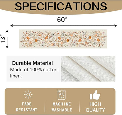 RABUSOFA Fall Table Runner 13x60 Inch Pumpkins Fall Decor - Image 8