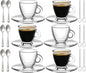 BOHEM'S Espresso Cups, 3.2 oz Small Demitasse Clear Glass Espresso Drinkware by BOHEMS