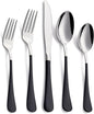 20-Piece Black Silverware Set, 18/0 Stainless Steel Black Handle Flatware Set, Service for 4, Modern Cutlery Set Includes Dinner Knives Forks Spoons, Mirror Polished, Dishwasher Safe
