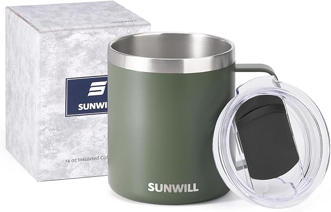 SUNWILL Travel Coffee Mug with Lid, Insulated Tumbler with Handle, 14 oz - Image 5