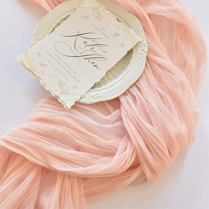 Peach Cheesecloth Table Runner Cheese Cloth Wedding Birthday Party Decor | 10Ft by Joanlody