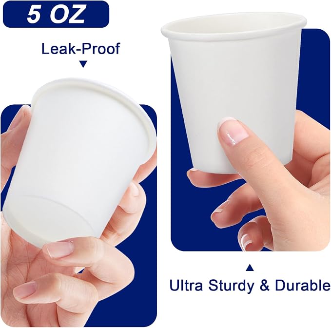 Clawsoff 100 Count 5 oz Disposable Small Paper Bathroom Mouthwash Cups | White - Image 3