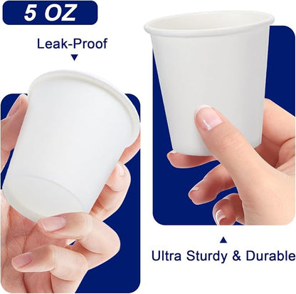 Clawsoff 100 Count 5 oz Disposable Small Paper Bathroom Mouthwash Cups | White - Image 3