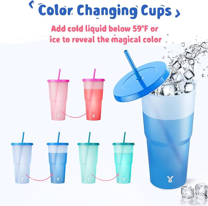 Meoky Plastic Cups with Lids and Straws - Image 2