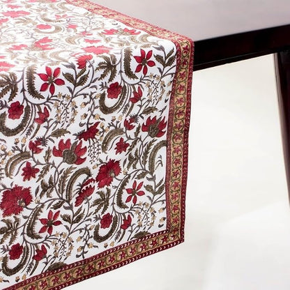 Prune Red Hand Block Print 100% Cotton Reusable Table Runner 16" X 106" Inches - Image 5