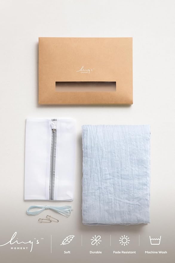Ling's Moment Dusty Blue Gauze Cheesecloth Table Runner, 14FT | Blue Sheer - Image 5
