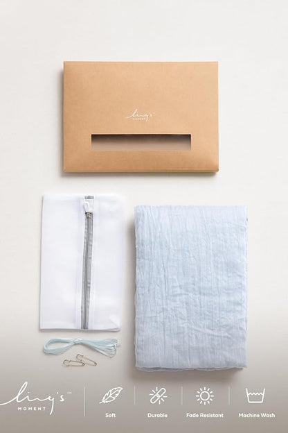 Ling's Moment Dusty Blue Gauze Cheesecloth Table Runner, 14FT | Blue Sheer - Image 5