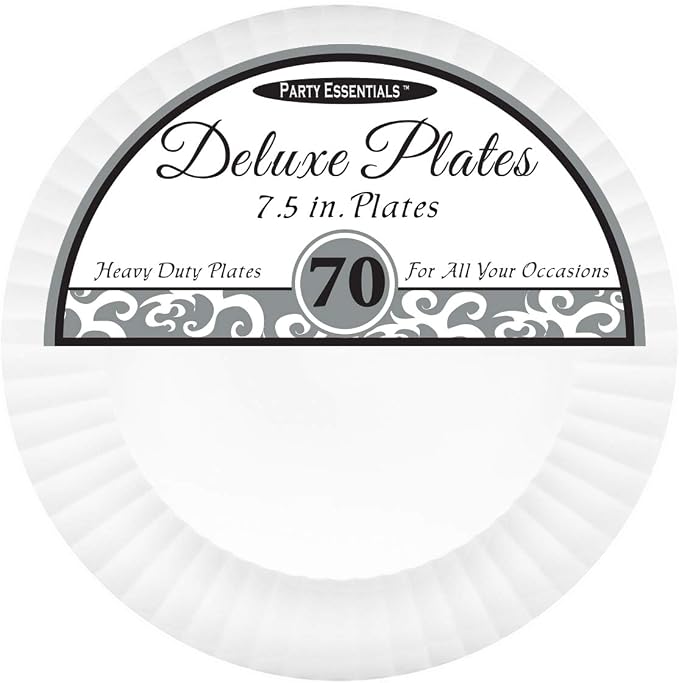 Party Essentials Deluxe Quality Hard Plastic Dinnerware Party Plates, 7.5" - Image 2