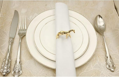 Standing Horse Shape Napkin Ring Metal Napkin Buckle Napkin Hotel/Hotel Supplies Napkin Rings Set of 12 - Gold