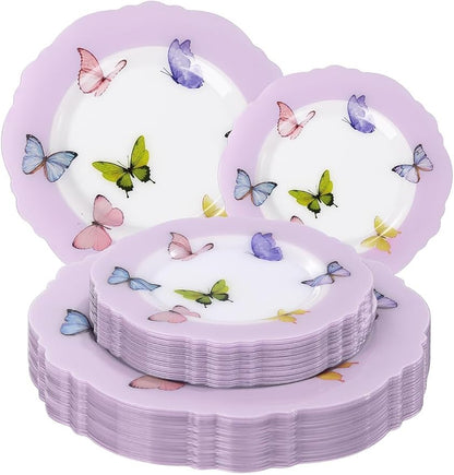20PCS Purple Butterfly Plates by WDF