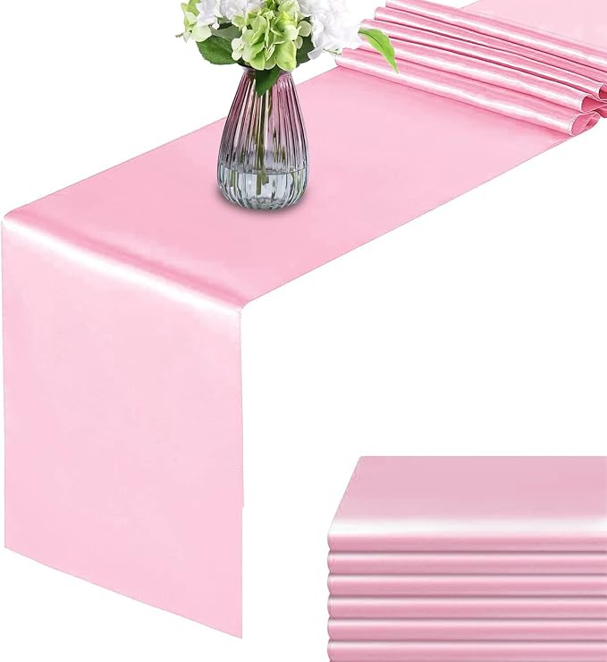 Pink Table Runners, 12x108 Inches, 6 Pack | Satin, Silk and Smooth Fabric by HMQIANG