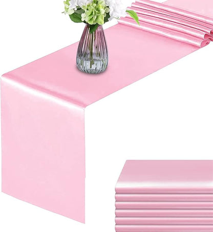 Pink Table Runners, 12x108 Inches, 6 Pack | Satin, Silk and Smooth Fabric by HMQIANG