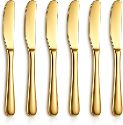Berglander Butter Knife Spreader 6 Pieces 5.6", Stainless Steel Gold Butter by Berglander