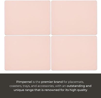 Pimpernel Millennial Pink Placemats, Set of 4 – (15.7" x 11.7") Elegant Blush Rose Dining Table Mats with 5mm Cork Backing, Heat & Stain Resistant Lacquer Finish, Rectangular Design